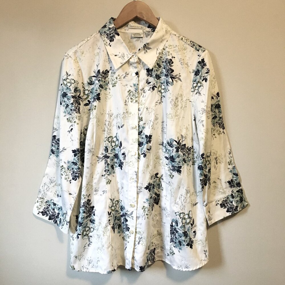 NWT Van Heusen Floral 100% Cotton Button Down Dress Shirt Long Sleeve XL